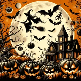 Greeting Card Enchanting Autumn: Halloween Magic and Cozy Delights