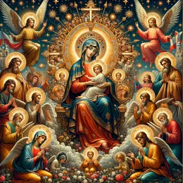 Greeting Card Assumption of the Virgin Mary: Wishes for Peace and Harmony in the Soul