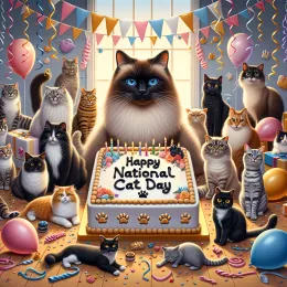 Greeting Card Celebrate National Cat Day: Embrace Feline Joy and Love