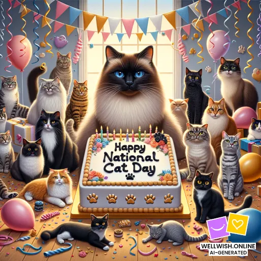 Celebrate National Cat Day: Embrace Feline Joy and Love Greeting Card Celebrate National Cat Day: Embrace Feline Joy and Love