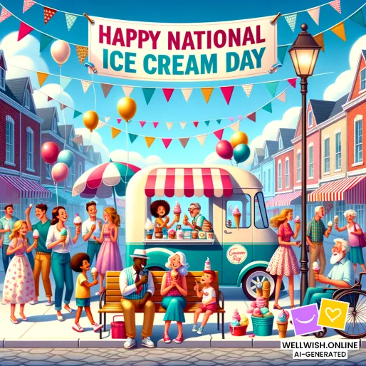 Celebrate National Ice Cream Day with Sweet Joy and Laughter Greeting Card Celebrate National Ice Cream Day with Sweet Joy and Laughter