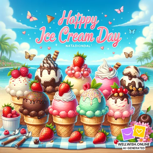 Celebrate National Ice Cream Day with Delightful Treats! Greeting Card Celebrate National Ice Cream Day with Delightful Treats!