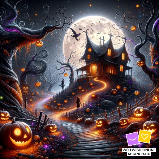 Enchanting Halloween Night: Magic, Mystery, and Merriment Greeting Card Enchanting Halloween Night: Magic, Mystery, and Merriment