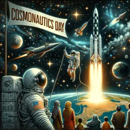 Greeting Card Explore Cosmic Wonders: Celebrate Cosmonautics Day Today