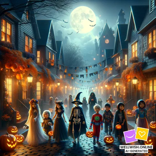 Magical Halloween Wishes: Warmth, Laughter, and Friendship Greeting Card Magical Halloween Wishes: Warmth, Laughter, and Friendship