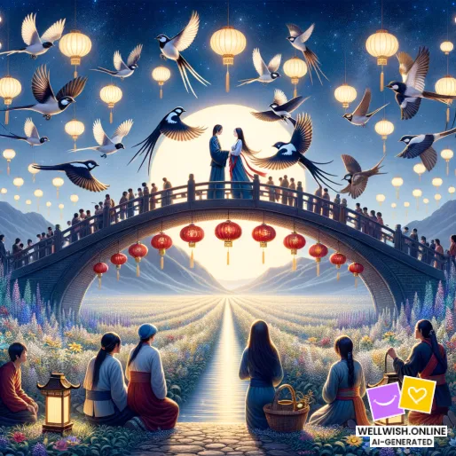 Листівка Святкуйте Фестиваль Подвійної Сьомої: Кохання, Легенди та Зв’язок