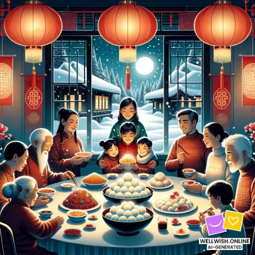 Tarjeta postal Conexiones Cálidas y Tradiciones Alegres en Esta Temporada de Dongzhi