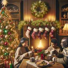 Открытка Пожелания на Рождественское утро: Радость, Мир и Любовь